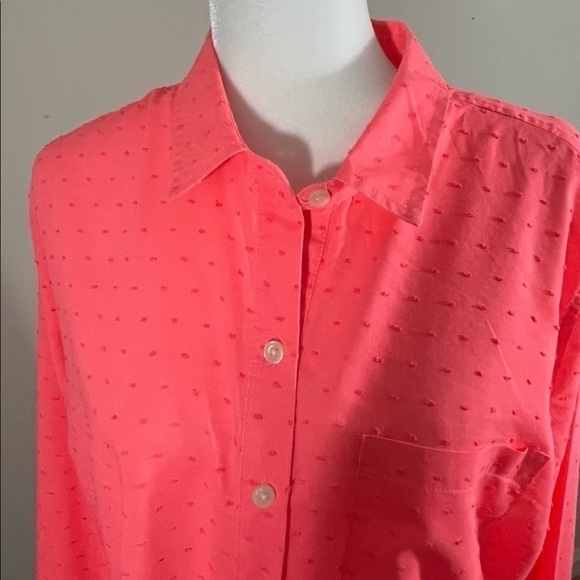 Old Navy sz XL shirt 3/4 button front textured fabric in coral long sleeve - Picture 2 of 10